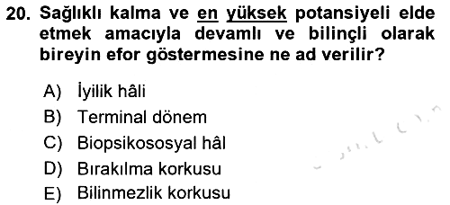 Fiziksel Rehabilitasyon 2022-2023 Dönem Sonu Sınavı - 20. soru