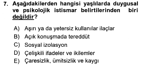 Psiko-Sosyal Rehabilitasyon 2016-2017 3 Ders Sınavı - 7. soru
