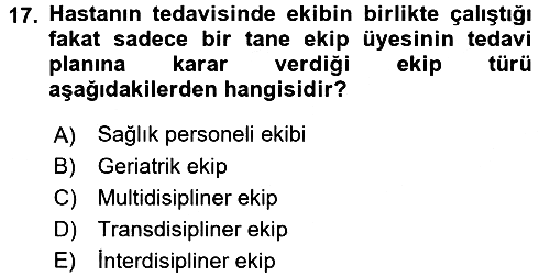 Psiko-Sosyal Rehabilitasyon 2016-2017 3 Ders Sınavı - 17. soru