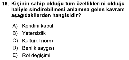 Psiko-Sosyal Rehabilitasyon 2023-2024 Ara Sınav - 16. soru