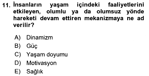 Psiko-Sosyal Rehabilitasyon 2016-2017 Dönem Sonu Sınavı - 11. soru