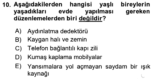 Psiko-Sosyal Rehabilitasyon 2024-2025 Dönem Sonu Sınavı - 10. soru