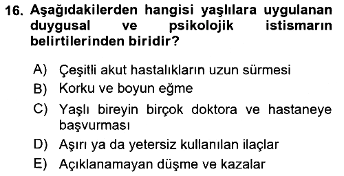 Psiko-Sosyal Rehabilitasyon 2025-2026 Dönem Sonu Sınavı - 16. soru