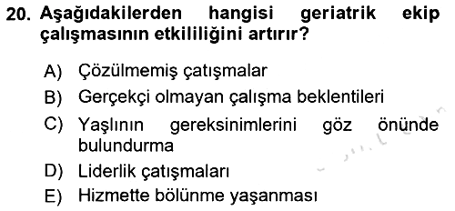 Psiko-Sosyal Rehabilitasyon 2021-2022 Yaz Okulu Sınavı - 20. soru