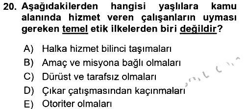 Temel Gerontoloji 2016-2017 3 Ders Sınavı - 20. soru