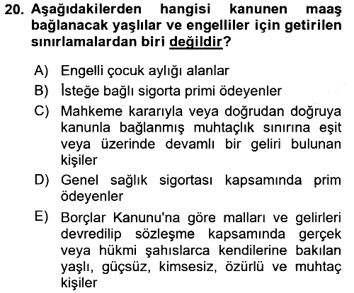 Temel Gerontoloji 2017-2018 3 Ders Sınavı - 20. soru