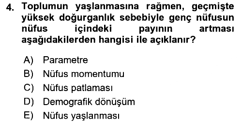 Temel Gerontoloji 2016-2017 Ara Sınav - 4. soru