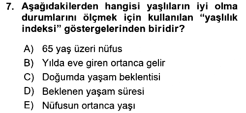 Temel Gerontoloji 2016-2017 Ara Sınav - 7. soru