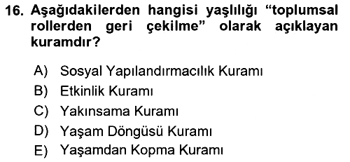 Temel Gerontoloji 2019-2020 Ara Sınav - 16. soru