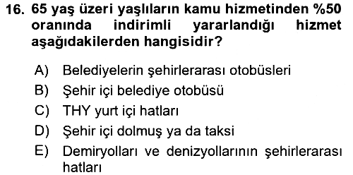 Temel Gerontoloji 2016-2017 Dönem Sonu Sınavı - 16. soru