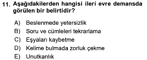Temel Gerontoloji 2017-2018 Dönem Sonu Sınavı - 11. soru
