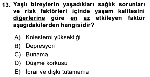 Temel Gerontoloji 2021-2022 Dönem Sonu Sınavı - 13. soru