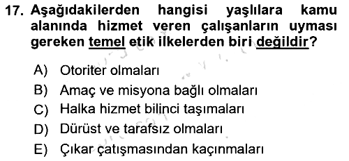 Temel Gerontoloji 2023-2024 Dönem Sonu Sınavı - 17. soru