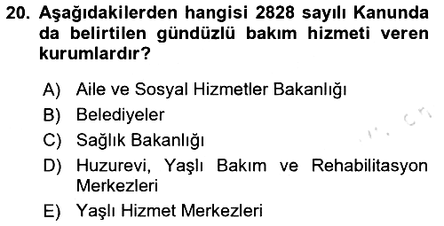 Temel Gerontoloji 2024-2025 Yaz Okulu Sınavı - 20. soru
