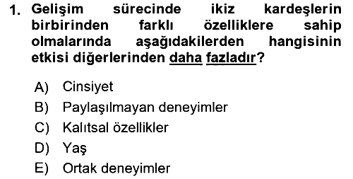 Yaşlı Psikolojisi 2016-2017 3 Ders Sınavı - 1. soru