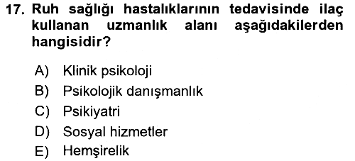 Yaşlı Psikolojisi 2016-2017 3 Ders Sınavı - 17. soru