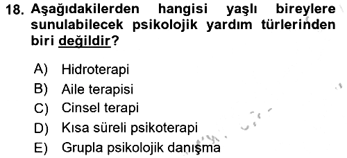 Yaşlı Psikolojisi 2016-2017 3 Ders Sınavı - 18. soru