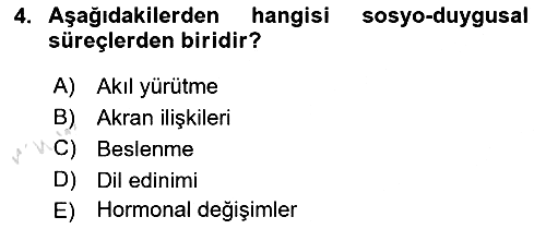 Yaşlı Psikolojisi 2018-2019 3 Ders Sınavı - 4. soru