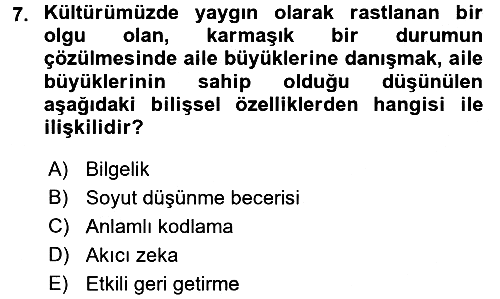 Yaşlı Psikolojisi 2016-2017 Dönem Sonu Sınavı - 7. soru