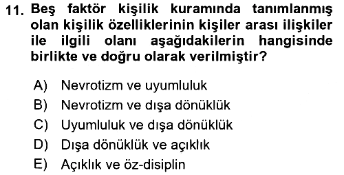 Yaşlı Psikolojisi 2016-2017 Dönem Sonu Sınavı - 11. soru