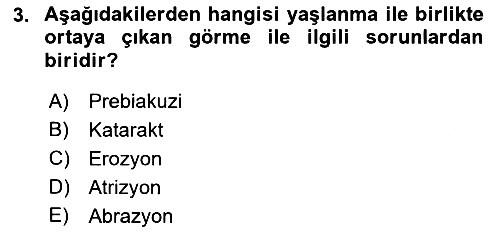 Yaşlı Psikolojisi 2023-2024 Dönem Sonu Sınavı - 3. soru