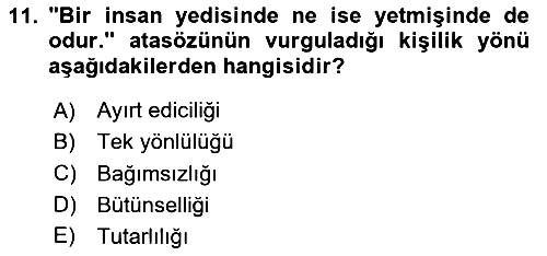 Yaşlı Psikolojisi 2024-2025 Dönem Sonu Sınavı - 11. soru