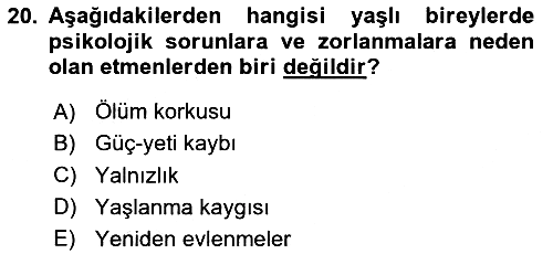Yaşlı Psikolojisi 2024-2025 Dönem Sonu Sınavı - 20. soru