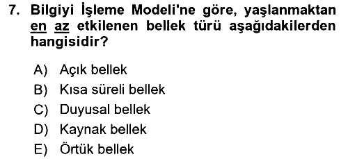 Yaşlı Psikolojisi 2025-2026 Dönem Sonu Sınavı - 7. soru