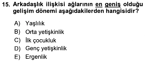 Yaşlı Psikolojisi 2025-2026 Dönem Sonu Sınavı - 15. soru