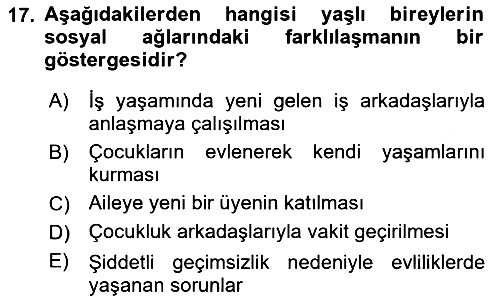 Yaşlılarda Çatışma Ve Stres Yönetimi 1 2021-2022 Ara Sınav - 17. soru