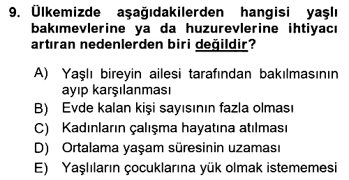 Yaşlılarda Çatışma Ve Stres Yönetimi 1 2023-2024 Ara Sınav - 9. soru