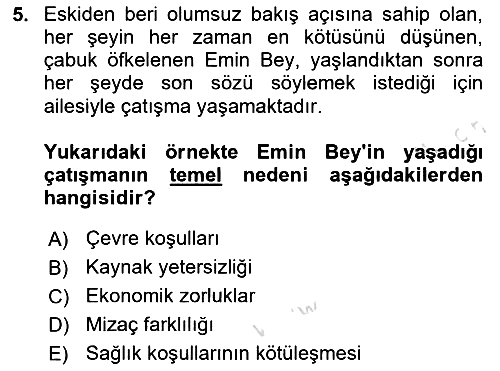 Yaşlılarda Çatışma Ve Stres Yönetimi 1 2025-2026 Dönem Sonu Sınavı - 5. soru