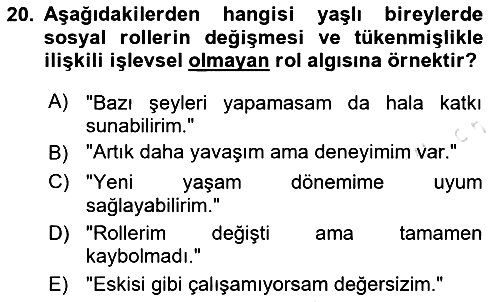 Yaşlılarda Çatışma Ve Stres Yönetimi 1 2025-2026 Dönem Sonu Sınavı - 20. soru
