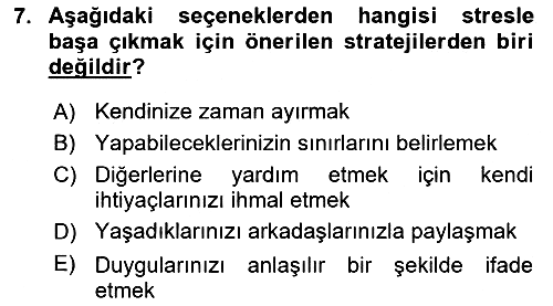 Yaşlılarda Çatışma Ve Stres Yönetimi 2 2023-2024 Yaz Okulu Sınavı - 7. soru