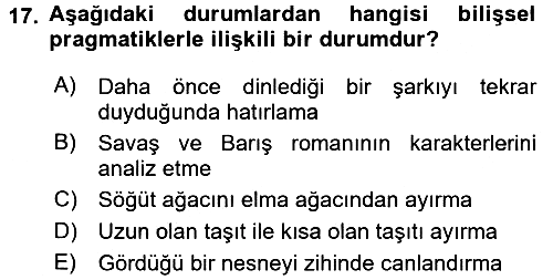 Yaşlılarda Davranış Sorunları Ve Uyum 2016-2017 Dönem Sonu Sınavı - 17. soru