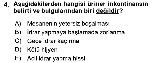 Yaşlılarda Görülebilecek Sorunlar Ve Bakım Hizmetleri 2017-2018 Ara Sınav - 4. soru