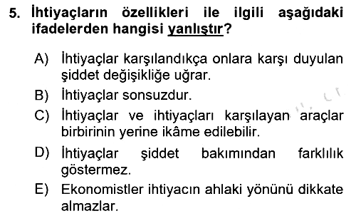 Genel Ekonomi 2024-2025 Ara Sınav - 5. soru