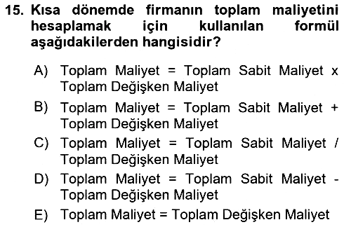 Genel Ekonomi 2024-2025 Ara Sınav - 15. soru
