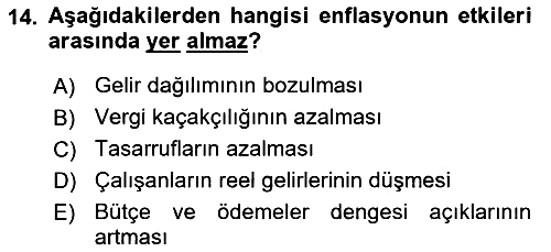 Genel Ekonomi 2021-2022 Dönem Sonu Sınavı - 14. soru