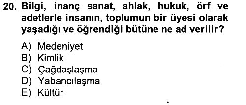 Kentsel ve Çevresel Koruma 2012-2013 Ara Sınav - 20. soru