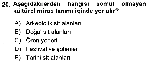 Kentsel ve Çevresel Koruma 2016-2017 Ara Sınav - 20. soru