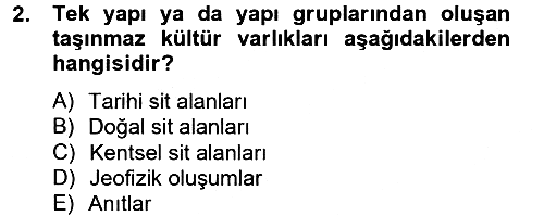 Kentsel ve Çevresel Koruma 2012-2013 Dönem Sonu Sınavı - 2. soru