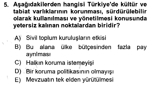 Kentsel ve Çevresel Koruma 2022-2023 Yaz Okulu Sınavı - 5. soru