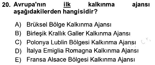 Yerel Ekonomik Kalkınma 2023-2024 Dönem Sonu Sınavı - 20. soru