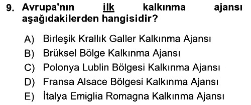 Yerel Ekonomik Kalkınma 2021-2022 Yaz Okulu Sınavı - 9. soru