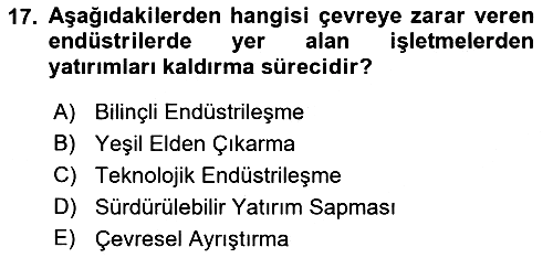 Yerel Ekonomik Kalkınma 2021-2022 Yaz Okulu Sınavı - 17. soru