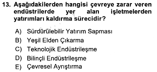 Yerel Ekonomik Kalkınma 2022-2023 Yaz Okulu Sınavı - 13. soru