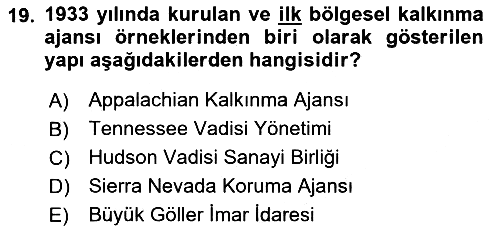 Yerel Ekonomik Kalkınma 2023-2024 Yaz Okulu Sınavı - 19. soru