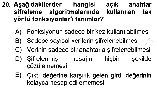 Ağ Yönetimi Ve Bilgi Güvenliği 2025-2026 Ara Sınav - 20. soru