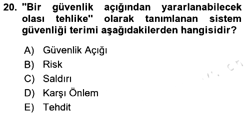 Ağ Yönetimi Ve Bilgi Güvenliği 2025-2026 Dönem Sonu Sınavı - 20. soru